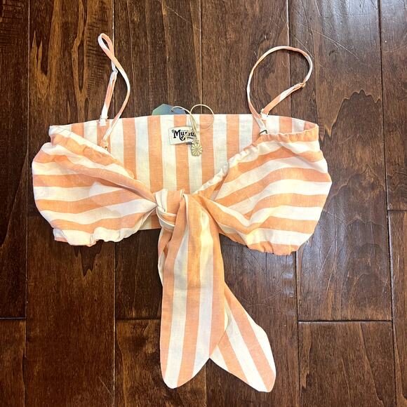 SHOW ME YOUR MUMU Kenny Scarf Top & Hadley Short Set Dreamsicle Stripes Size S - Picture 9 of 16